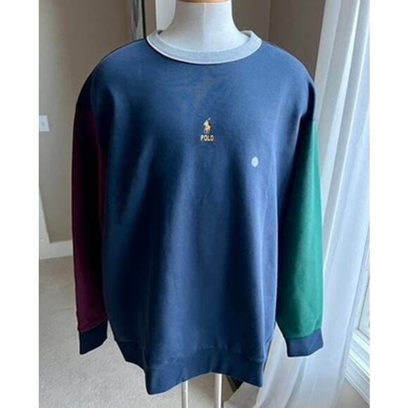 Polo Ralph Lauren classic blue multi-colored pullover size 4XLT